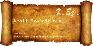 Knoll Szofrónia névjegykártya